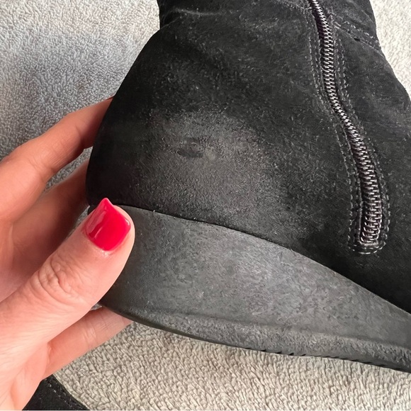 La Canadienne Sanford Suede Leather Buckle Zip Winter Ankle Boot Bootie Black - Picture 9 of 17